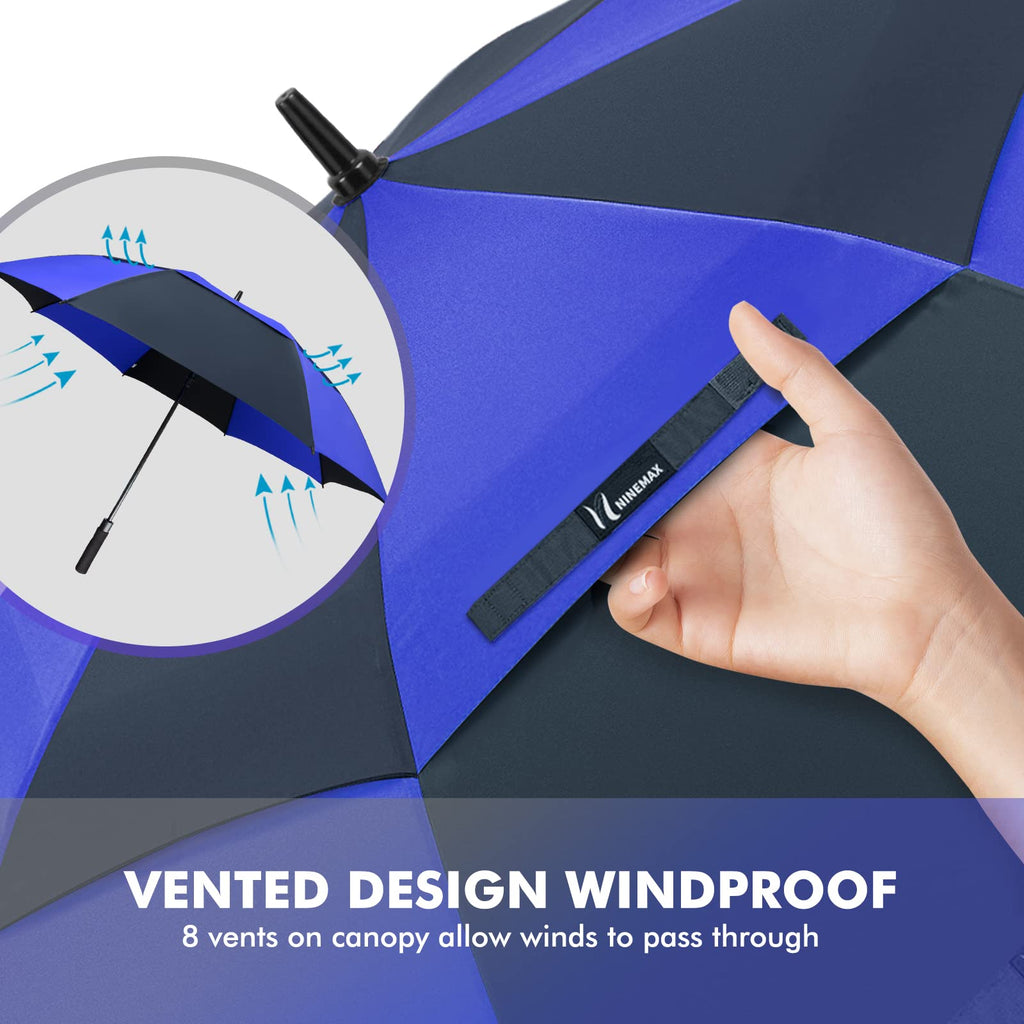 NINEMAX Large Golf Umbrella Windproof Strong 54/62/68 Inch,Extra Big Golf Umbrellas Automatic Open Double Canopy for Gents Women