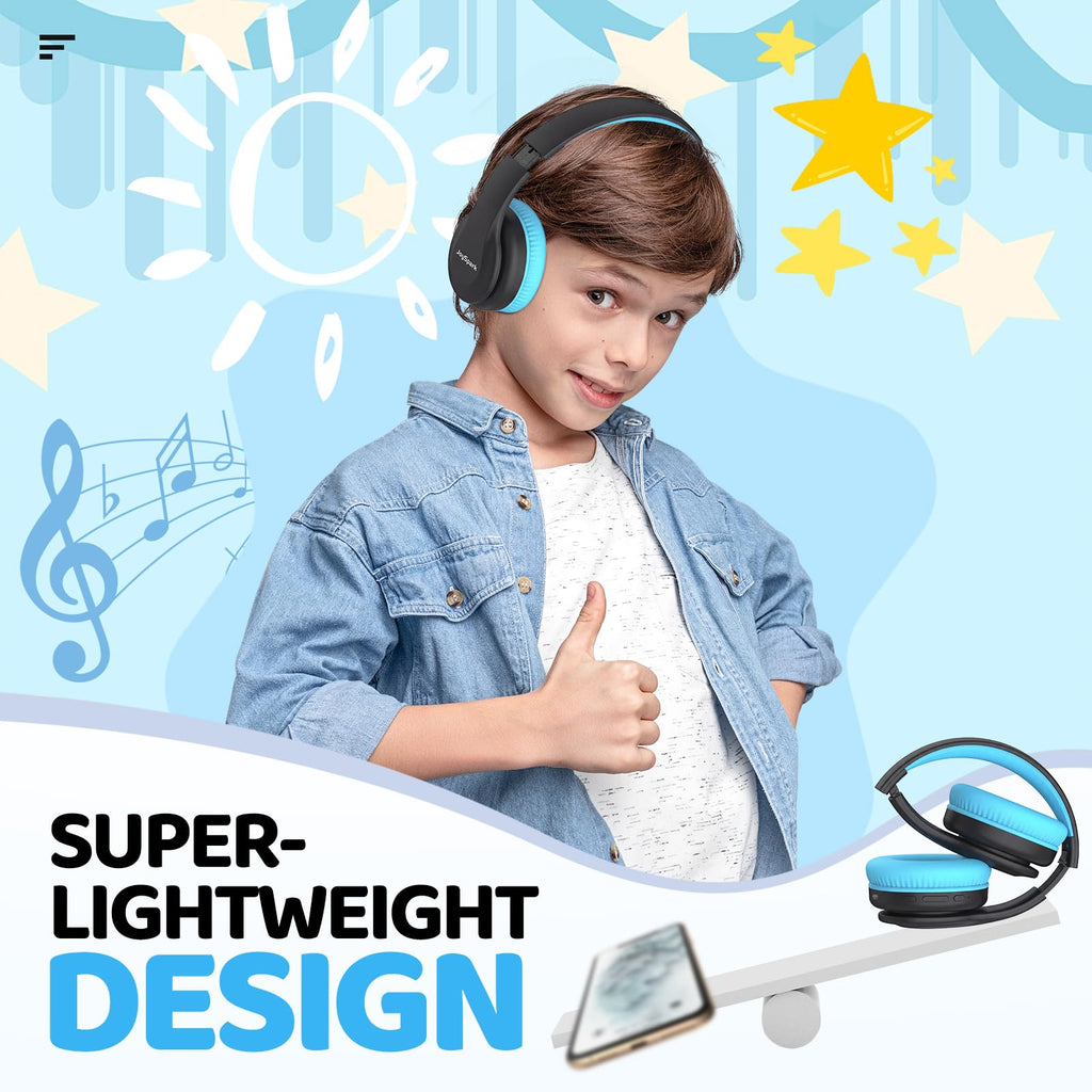 JoySpark Kids Bluetooth Headphones Over-Ear, 60Hrs, Built-in Mic-Purple