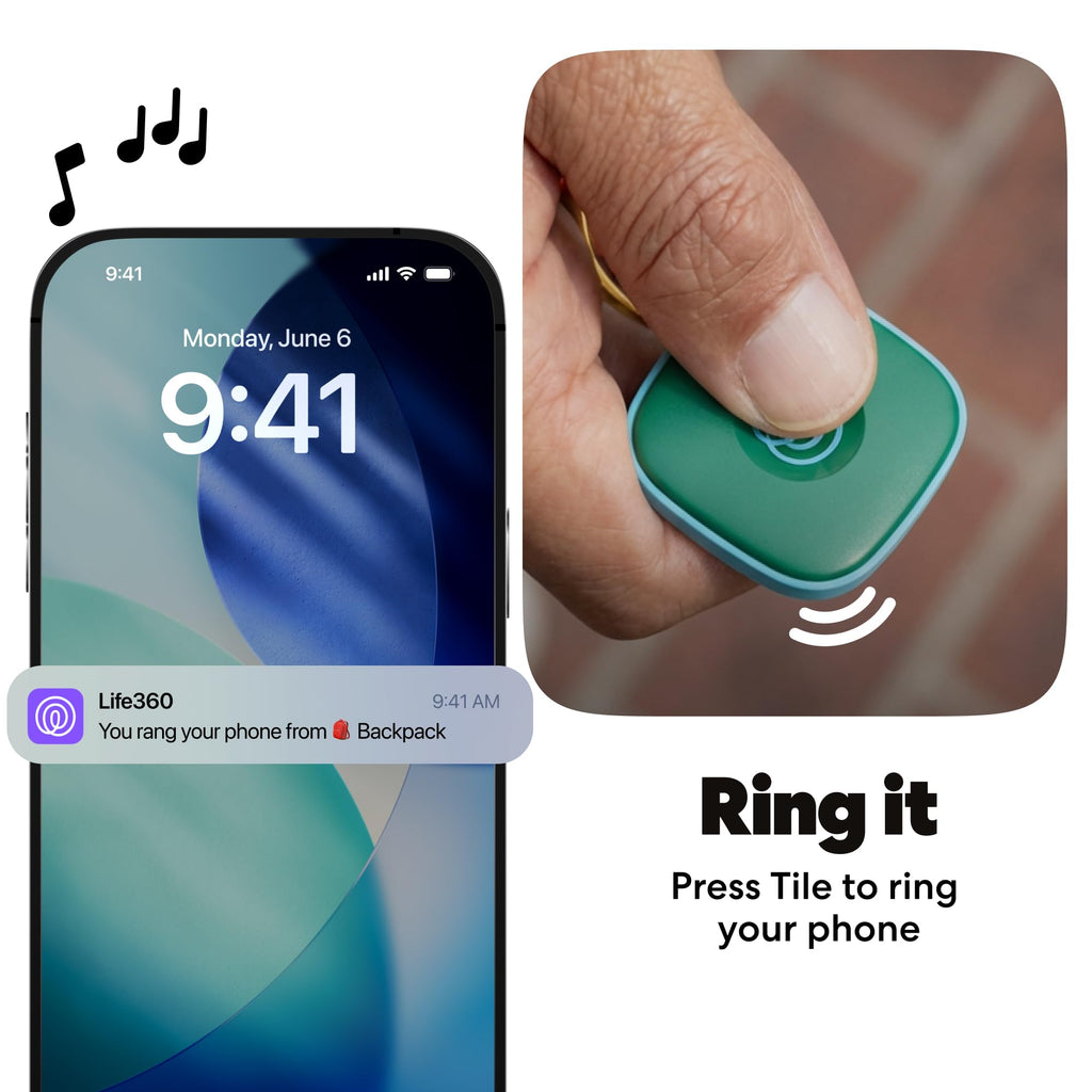 Life360 Tile - Bluetooth Tracker, Keys Finder and Item Locator for Keys, Bags and More. Phone Finder. Both iOS and Android Compatible. 1-Pack (Black)