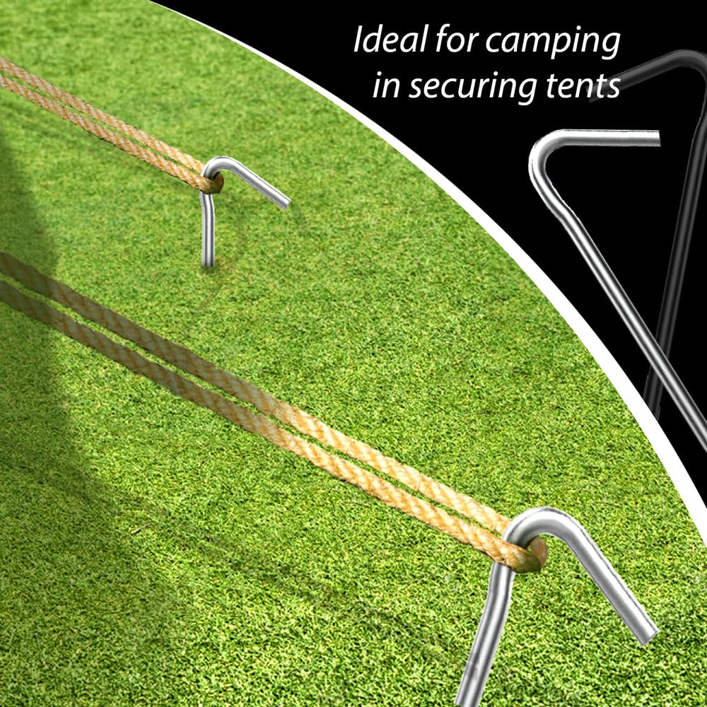ANSIO® Tent Pegs Pack of 10 Galvanised Metal Pegs 4mm x 9inch Ground Stakes