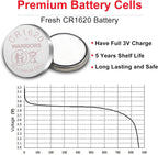 Warriors 5X CR1620 Batteries, 3V Lithium Coin Batteries