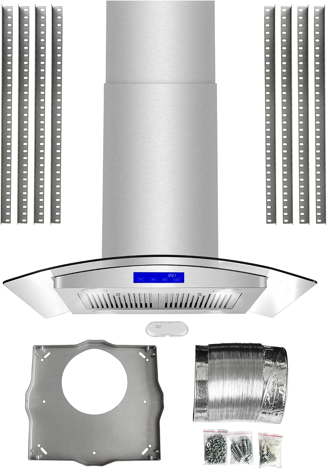 30 in. Lumin Coll 380 CFM Ducted Island Range Hood, LED, Stainless Steel