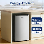 BANGSON 1.1 Cu.ft Upright Mini Freezer for Dorms Apartment, Silver
