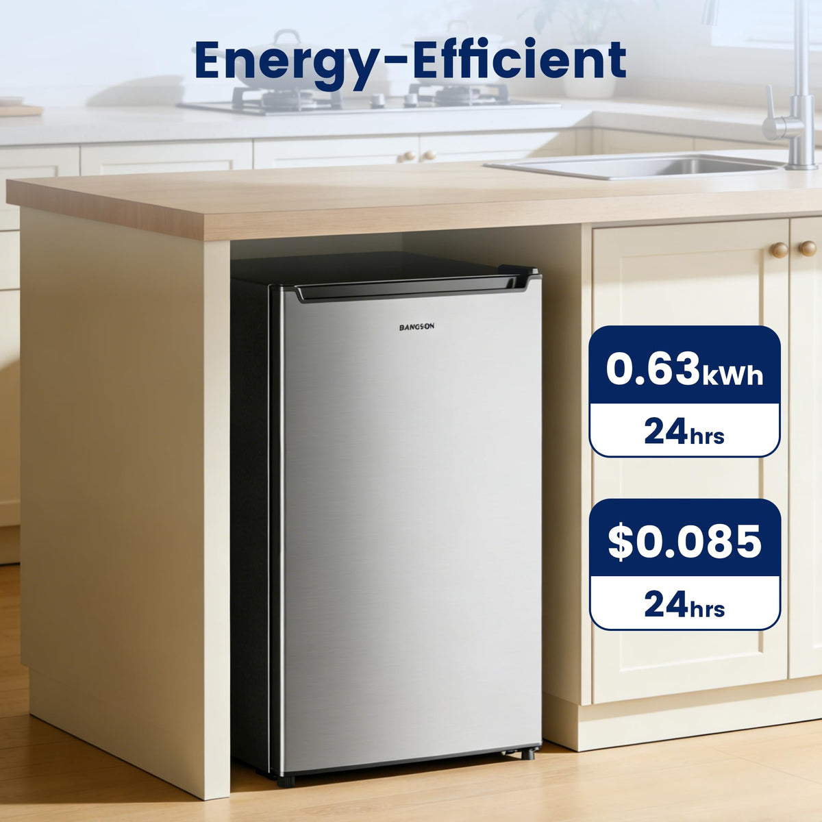 BANGSON 1.1 Cu.ft Upright Mini Freezer for Dorms Apartment, Silver