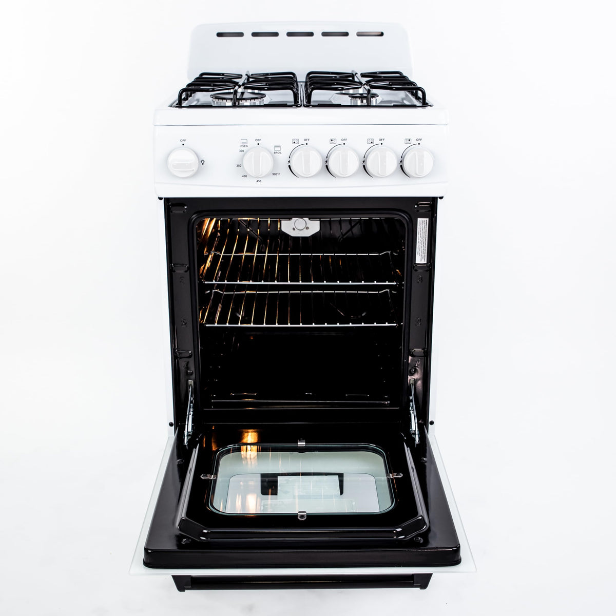 Avanti Compact Gas Range Oven, 4 Sealed Burners, 20-Inch, Stainless Steel