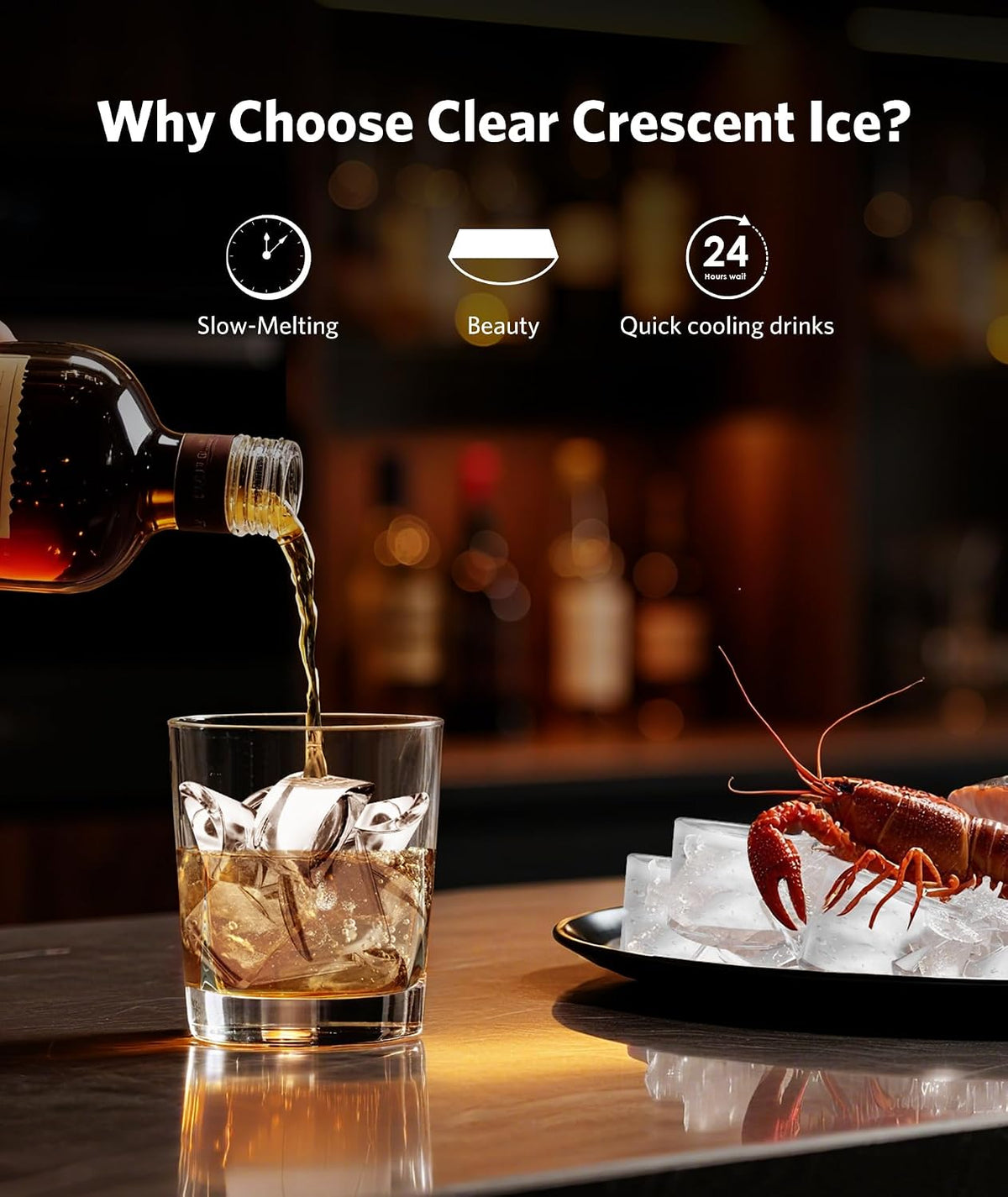 COWSAR Nugget Countertop Ice Maker, Automatic Ice Dispenser, 33 lbs/Day Chewable Pellet Ice Machine with Self-Cleaning & Measured Dispensing, Portable Ice Maker for Home, Kitchen, Office