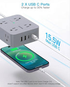 HANYCONY Surge Protector Power Strip, 10 Ft Braided Extension Cord, 1080J