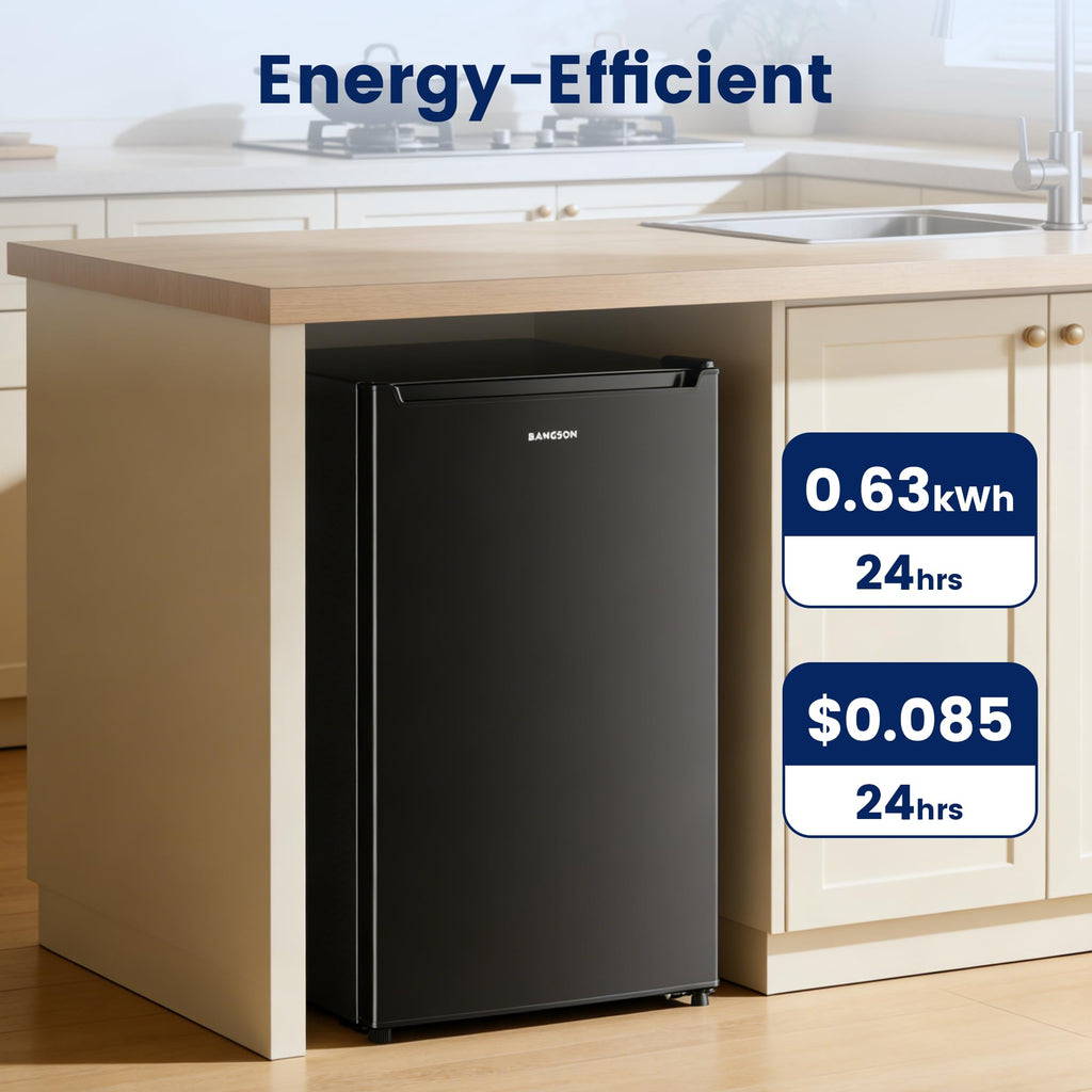 BANGSON 1.1 Cu.ft Upright Mini Freezer for Dorms Apartment, Silver