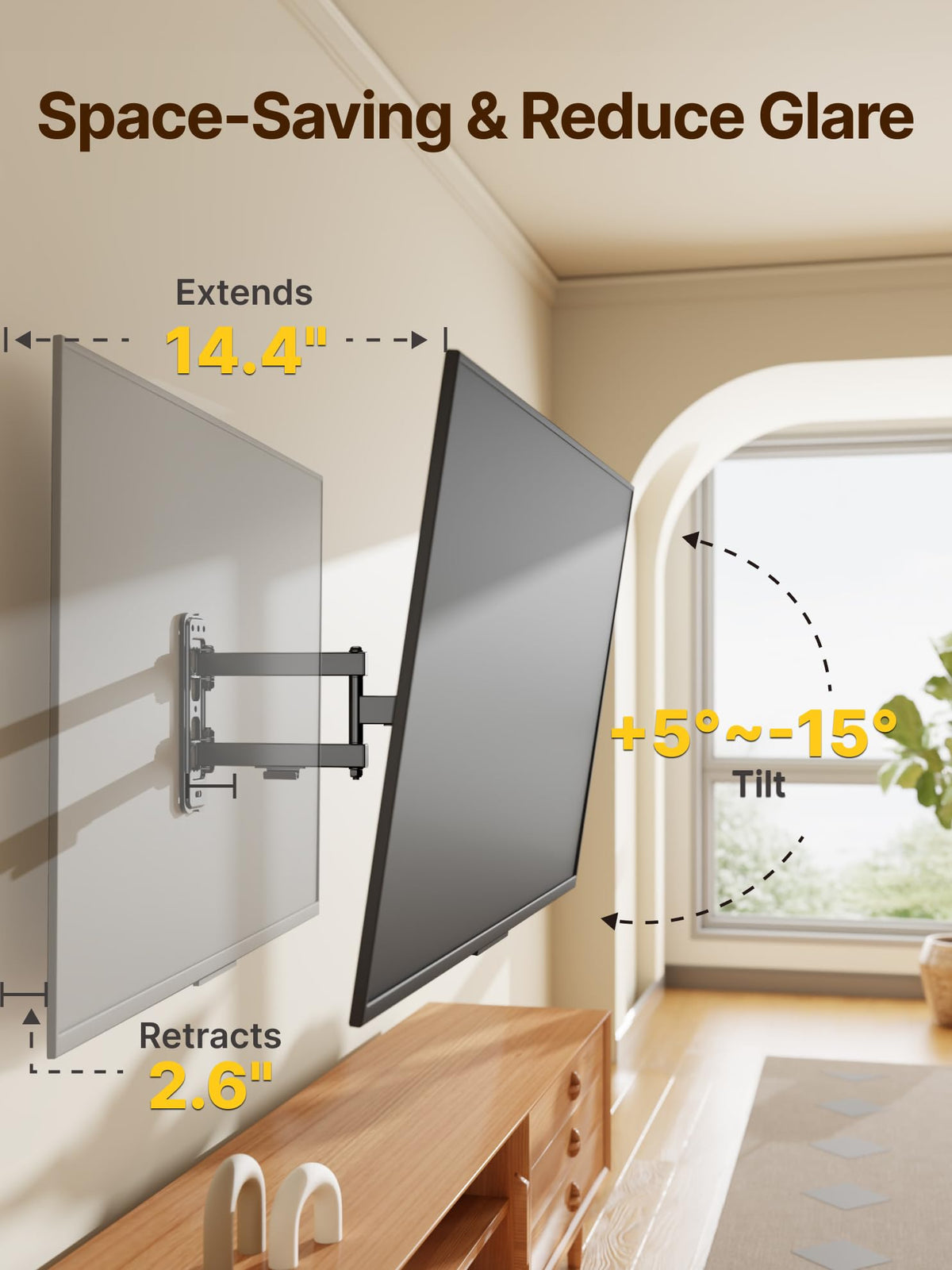 monTEK Full Motion Small TV Wall Mount for 13-43 Inch TVs up to 44 lb
