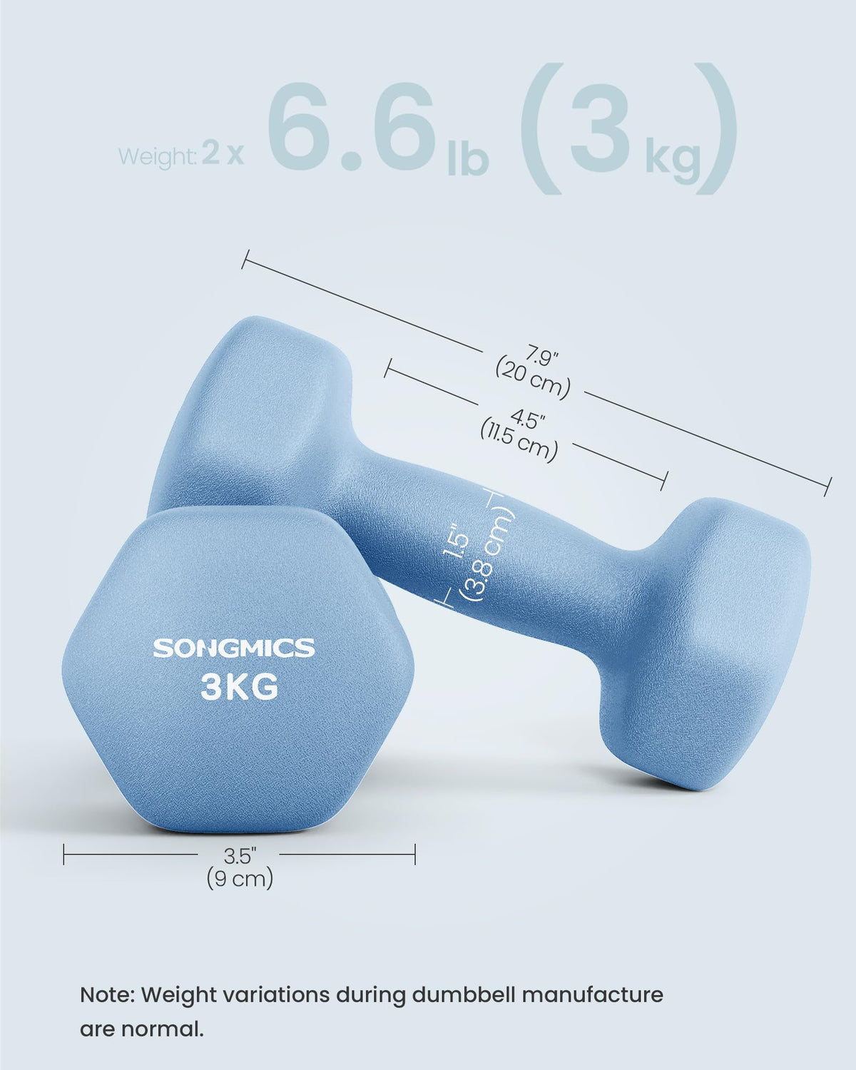 SONGMICS Hex Neoprene Dumbbells, 1/2/3/4/5KG Pair Weights for Fitness Training