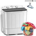 Erivess Portable Twin Tub 19lbs Washing Machine with Drying Rack and 10 Hangers, 12lbs Washer Mini Compact Laundry Machine with 7lbs Spinner, 1500rpm Semi-automatic Washer Combo for Dorm&Apartment