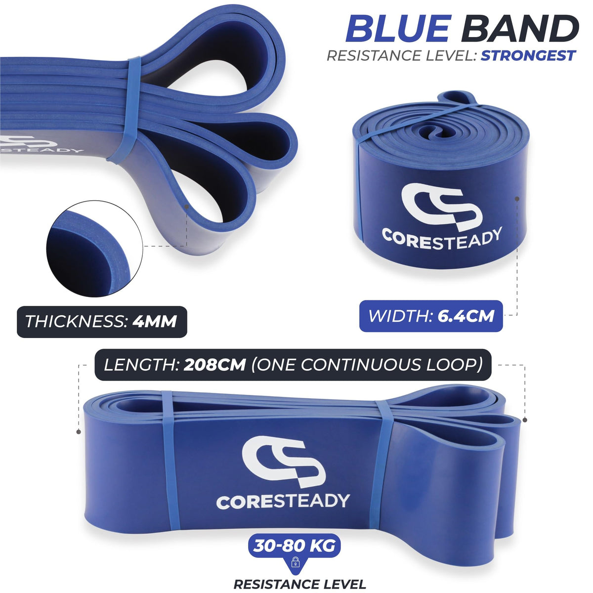 Coresteady Pull Up Bands & Resistance Bands - Heavy Duty Loop Band for Men & Women - Build Fit Power & Muscle - Training, Fitness Assist Pull Ups & Gym Exercise