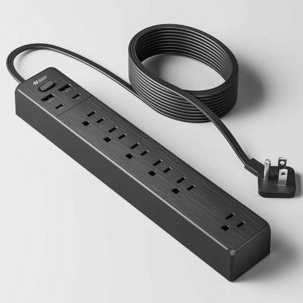 SUPERDANNY 6Ft Thin Extension Cord, Flat Plug Surge Protector Power Strip