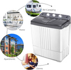 Giantex Portable Washing Machine, 20lbs Capacity, 12lbs Washer and 8lbs Spinner, Compact for Apartment RV, Gray & White, GX20313-PE