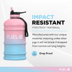 Fuel24 Jug - 2.2 Litre Water Bottle - Extra Strong Flex Material - Drop Proof, Pop or Straw Cap Options - 2.2L Large Gym Sports Bottle, BPA FREE