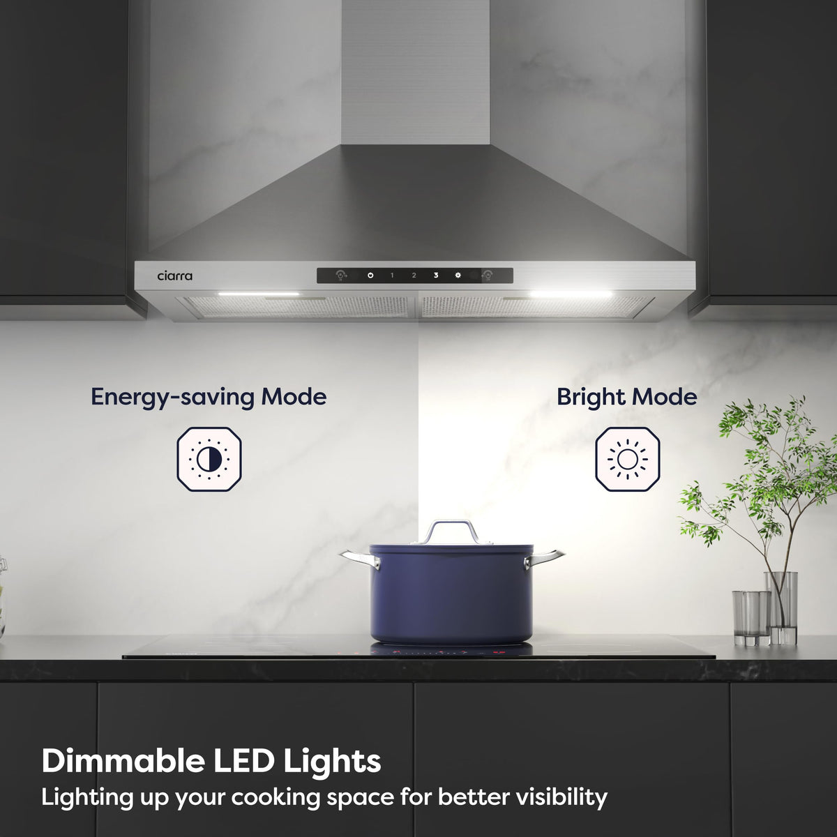 CIARRA Portable Range Hood, 2-Speed Desktop Kitchen Exhaust Fan