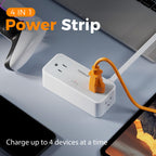 TESSAN Extension Cord 10 FT, Power Strip with 900J Surge Protection, Grey