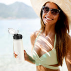 GOPPUS 600ml/20oz Stainless Water Bottle with Straw Double Wall Insulated Bottles with Strap One Hand Open Vacuum Thermal Flask with Flip Top Lid Leakproof Keep Cold Drinks BPA Free