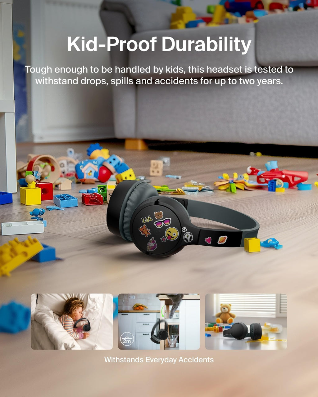 Belkin SoundForm Mini Kids Headphones, Wireless & Wired, 30H Playtime, Case