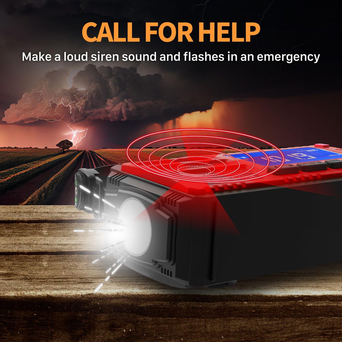 FosPower NOAA Emergency Weather Radio A1 7400mWh Solar Hand Crank (Orange)