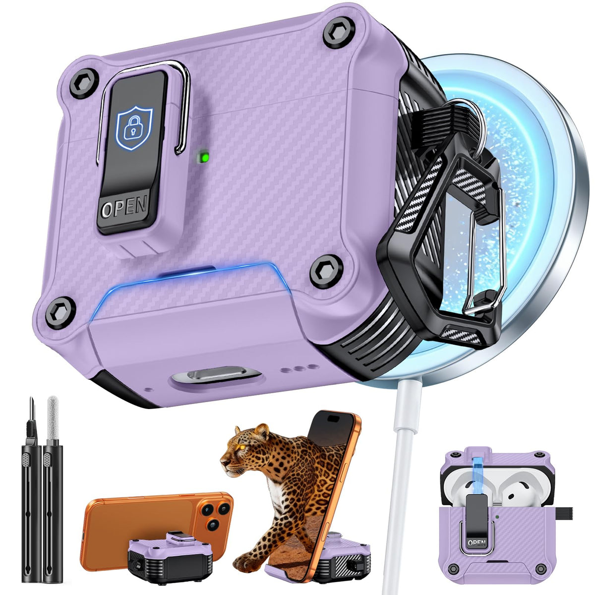 Inesore for AirPods AirPods Pro 1st/2nd Case with Secure Lock (Black)