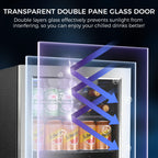Electactic 48 Can Beverage Refrigerator,12 Bottle Wine Cooler with Seamless Stainless Steel & Glass Door, Digital Temperature Display, Countertop Mini Fridge for Soda, Wine or Beer, Silver