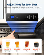 VEVOR Beer Kegerator, Single Tap Commercial Draft Beer Dispenser for D system, Full Size Keg Refrigerator with 5lbs CO2 Tank, Hold 2 Sixth / 2 Ball lock keg, Black