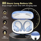 HAOYUYAN Wireless Earbuds, Sports Bluetooth Headphones, 80Hrs Playtime Ear Buds with LED Power Display, Noise Canceling Headset, IPX7 Waterproof Earphones for Workout/Running (Camel)