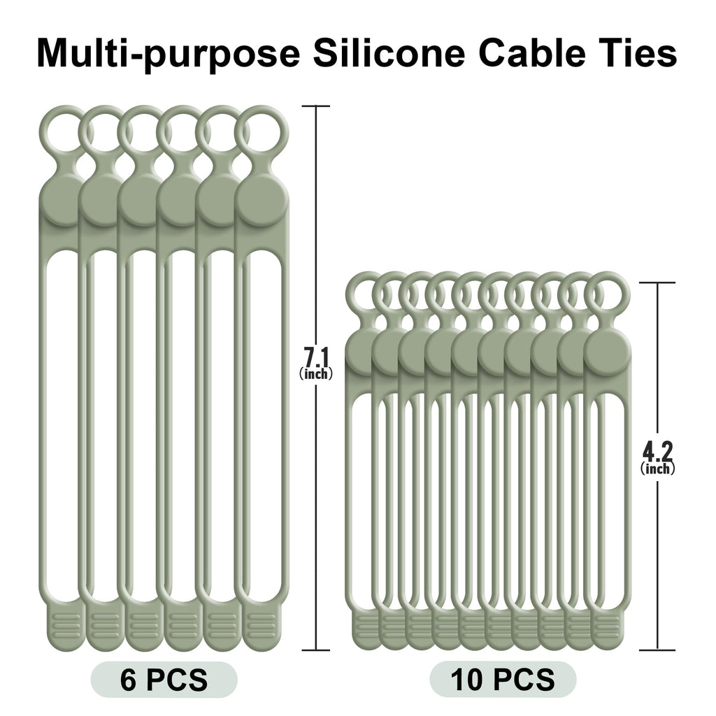 24Pcs Silicone Cable Ties, Cord Organizer Cable Management-Multi