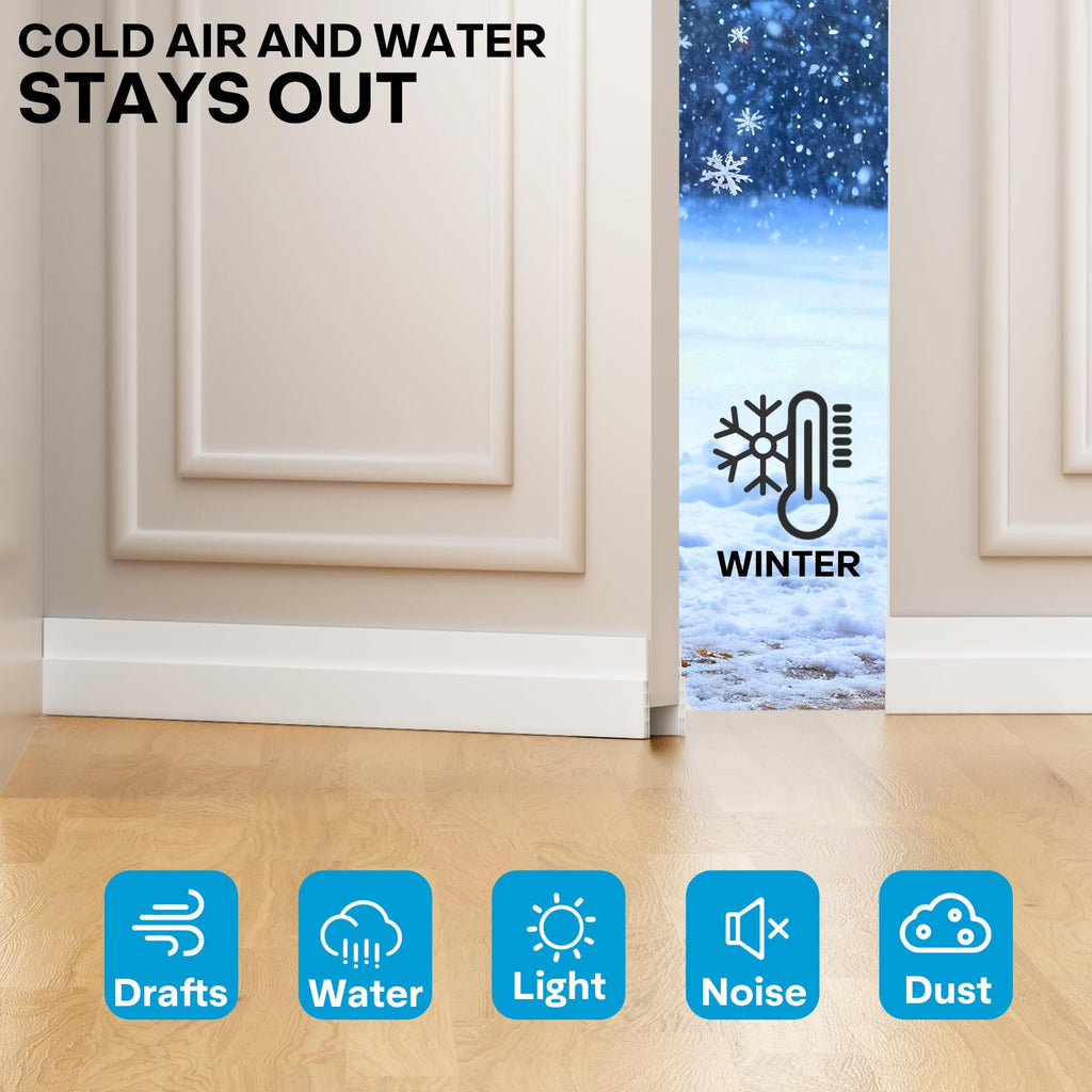 Silicone Seal Door Strip Bottom - 8M/26ft (W: 35MM) Silicone Sealing Sticker Self Adhesive Weather Stripping for Gaps of House, Glass Shower, Window and Door, Weatherproof Soundproof Insect Proof