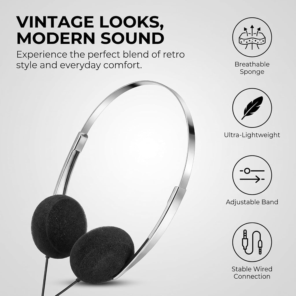 Retro Over-Ear Headphone,Vintage Feelings Underwire Headphones,Retro Lightweight Earphones,Hi-Fi Stereo Earphone Headset,Headphone,for Most Mobile Phones Playback Pevices Headphones (Black)