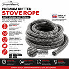 Stove Rope Kit 10mm x 2.5m Black 50ml Glue 100mm Tape