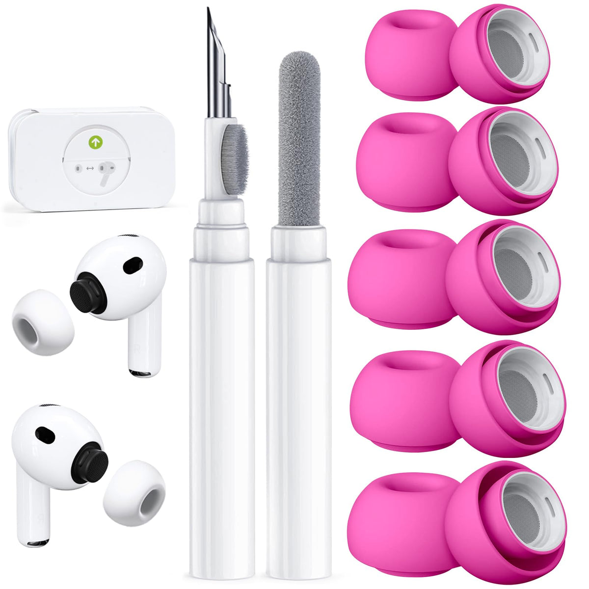 5 Pairs Replacement Ear Tips for AirPods Pro 3 (White)
