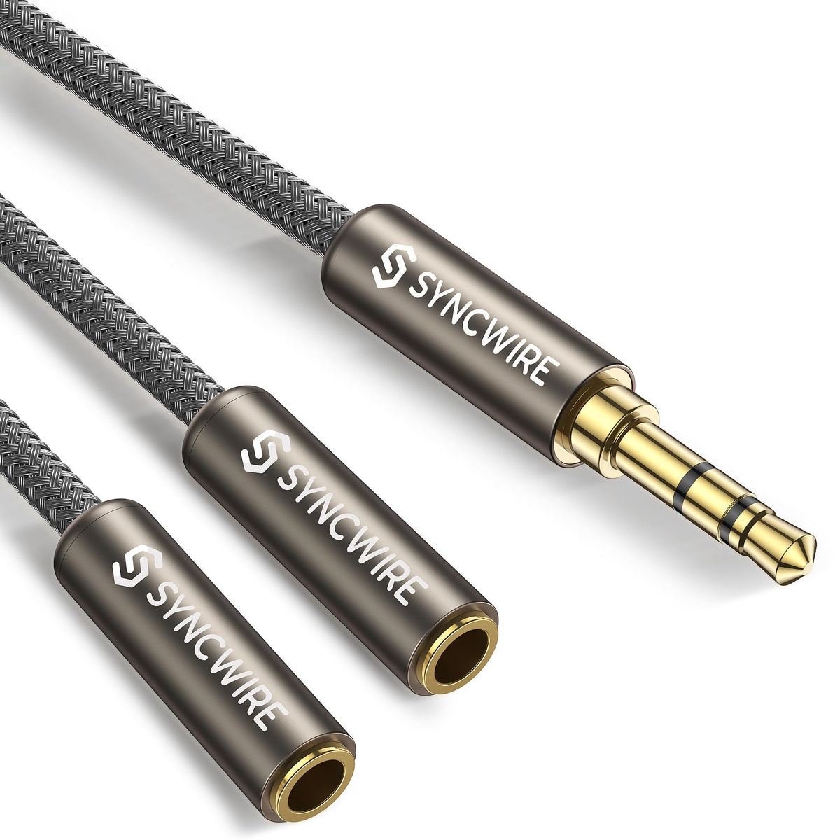SYNCWIRE Headphone Splitter, 3.5mm Nylon-Braided Male to 2 Female Y Cable