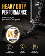 Black Duct Tape Heavy Duty: 3 Rolls 2inch x 20yd Wide Waterproof Outdoor - Strong Adhesive Weather Tapes Repair Bulk - Ductape for Patterns Masking Packing Furniture Kids Craft (3, Matte Black)