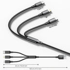 Multi Charging Cable 2 Packs 4FT,3A 3 in 1 Charging Cord for iPhone,Samsung