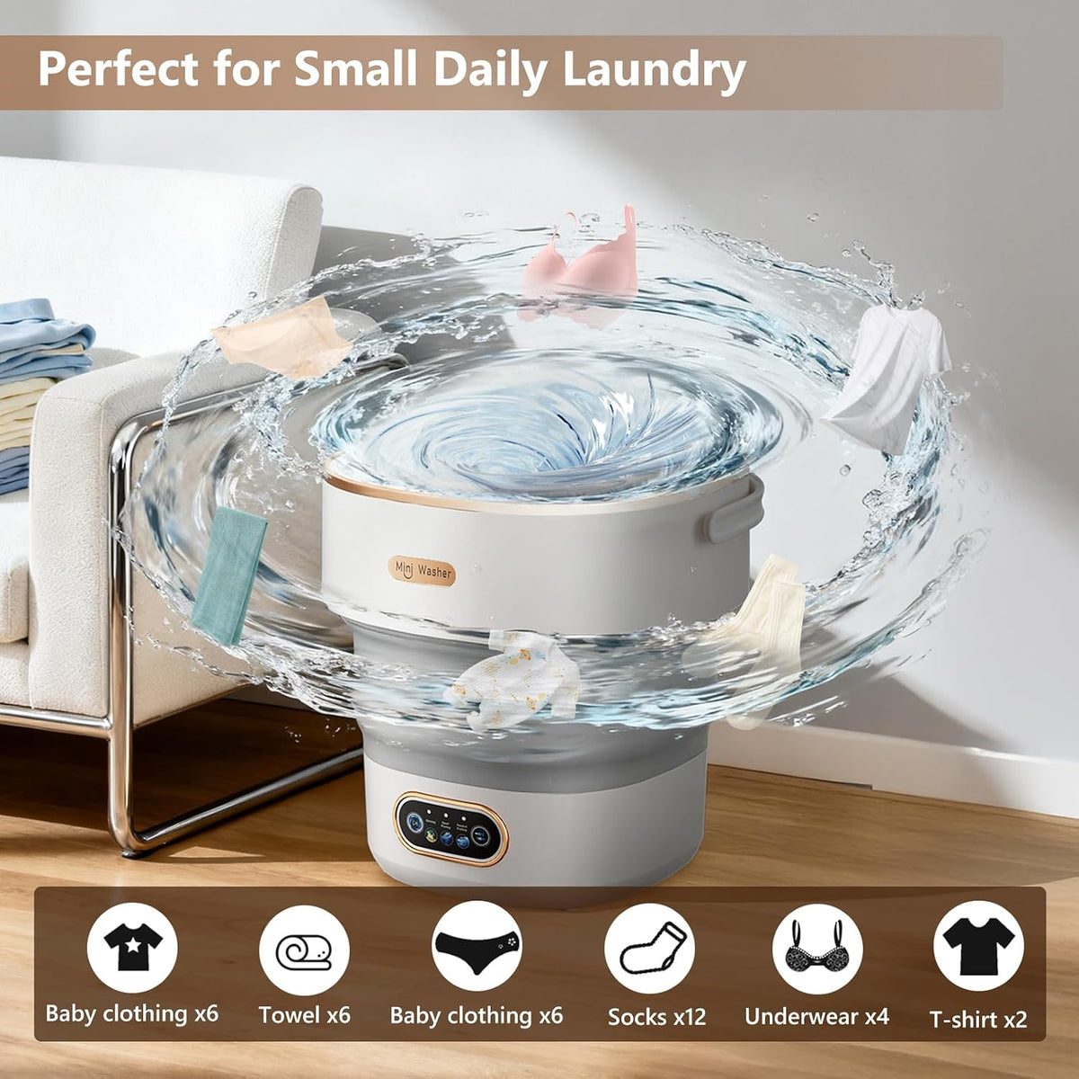 20L Portable Washing Machine,Folding Washer Machine and Spin-Dryer