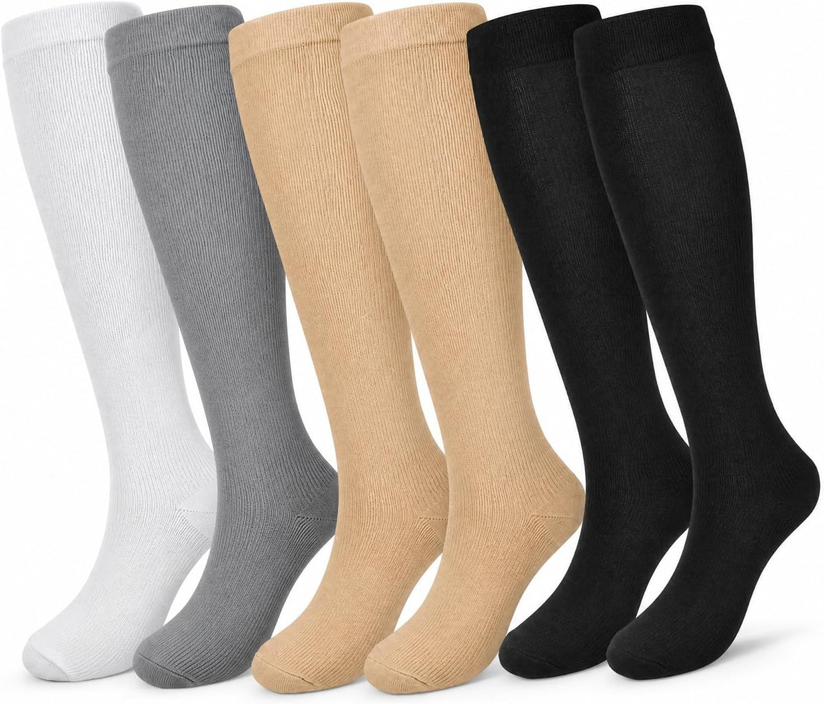 Compression Socks, (2/4/6/7 Pairs) for Men & Women 15-20 mmHg is Best for Athletics, Running, Flight Travel, Support