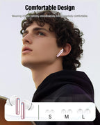 Wireless Earbuds, Bluetooth 5.4 Headphones Bass Stereo/Clear Calls, White