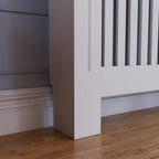 Vida Designs Chelsea Radiator Cover White - Medium - Modern Vertical Slat Design For Optimal Heat Circulation - H82xW111xD19cm - Painted MDF Cabinet Ideal For Living Room & Hallway