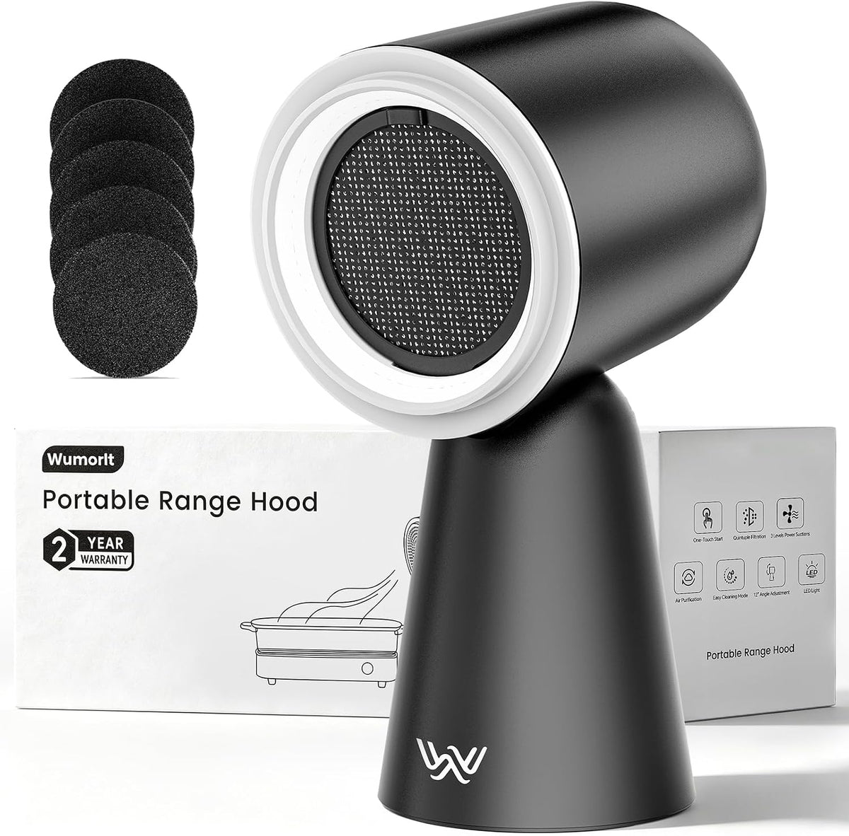 Portable Range Hood with LED Light, 3-Speed Exhaust kitchen Fan