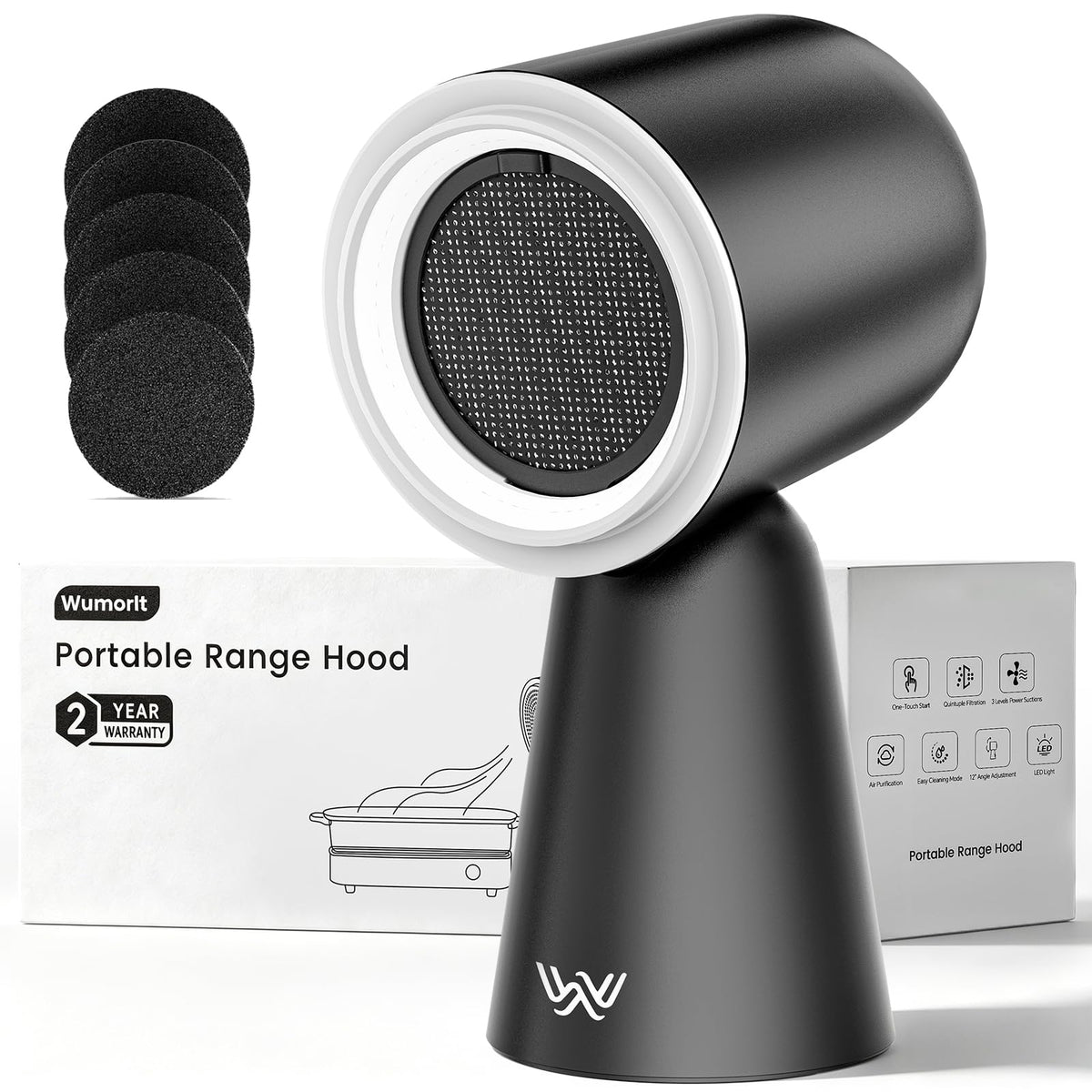 Portable Range Hood with LED Light, 3-Speed Exhaust kitchen Fan