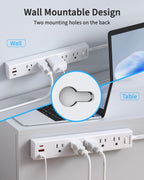 6FT Surge Protector Power Strip, 1700J, 5AC&1A2C, Flat Plug Extension Cord