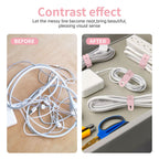 Oligei 25 Pcs Silicone Cable Ties, Cable Ties Reusable, High Elasticity Cord Wraps for Electrical Cords, Cord Organizer for Earphone, Phone Charger(Blue)