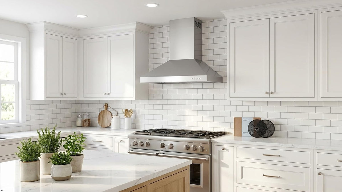 Hauslane Wall Mount Range Hood 30 Inch Convertible 350-750 CFM Low Noise