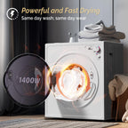 ROVSUN 110V Portable Clothes Dryer, High End Laundry Front Load Tumble Dryer Machine with Stainless Steel Tub & Simple Control Knob for Apartment, Dorm-850W, White