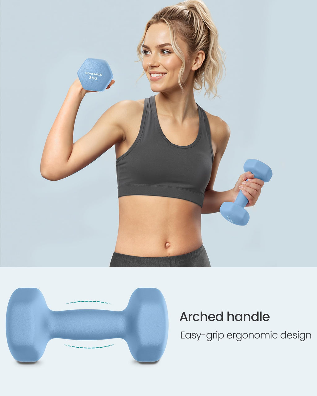 SONGMICS Hex Neoprene Dumbbells, 1/2/3/4/5KG Pair Weights for Fitness Training