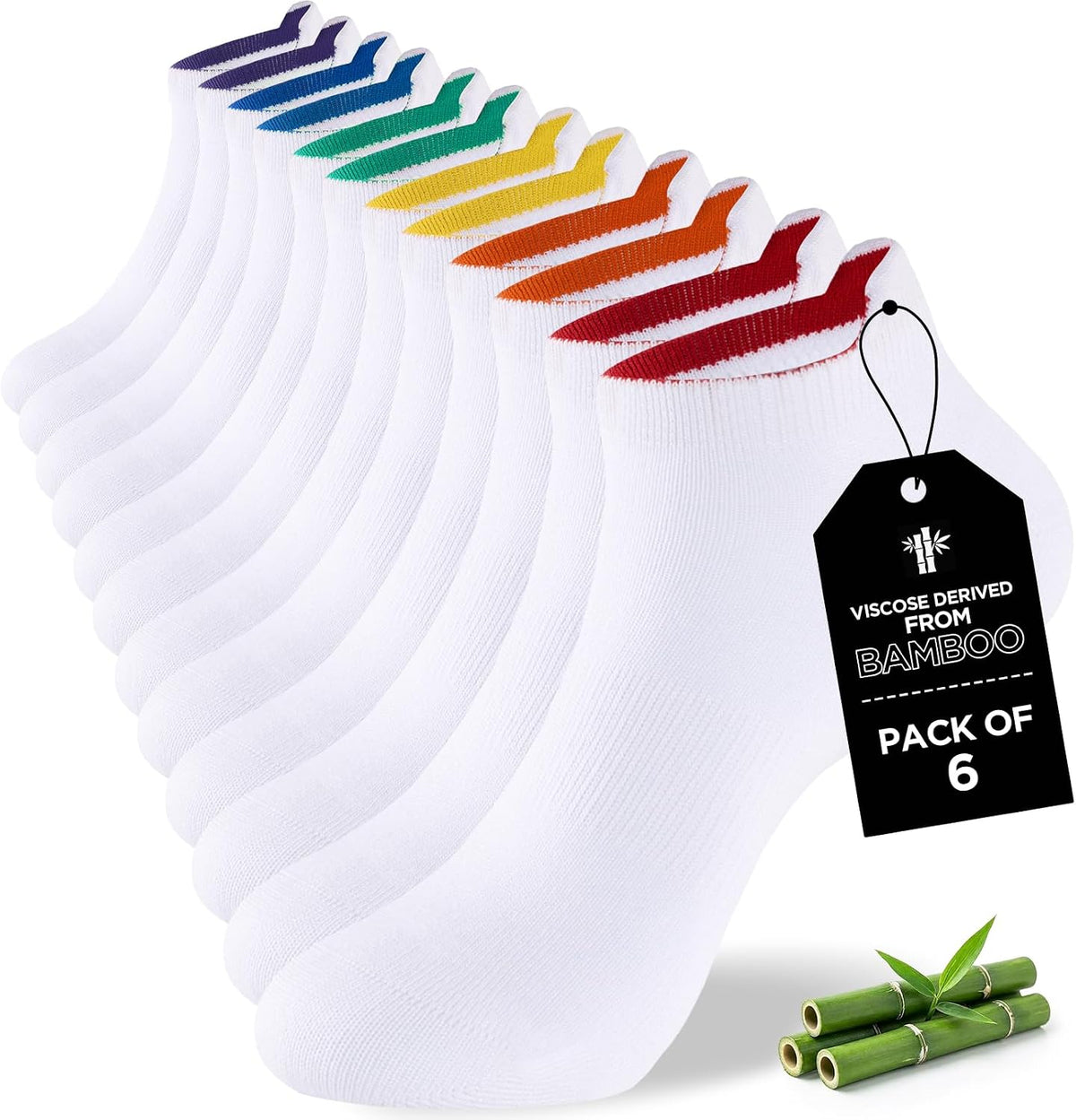 Niorasen Bamboo Trainer Socks for Men & Women, 6 Pairs, Low Cut