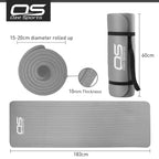 OZE SPORTS Yoga Mat, NBR Foam, Extra Thick, Non-Slip, High Density, Large, for Pilates, Gymnastics, HiiT and Fitness, with Free Carry Strap