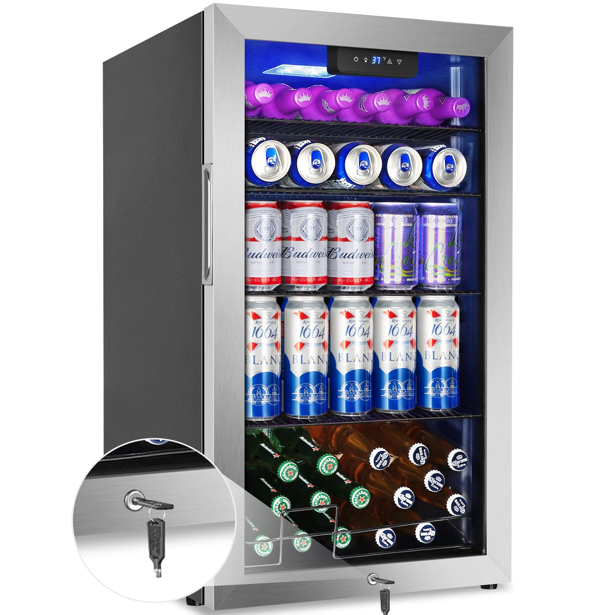 Commercial Cake Display Refrigerator, 78L Countertop Glass Cooler with LED Light, 32-53.6°F Digital Thermostat, Frost-Free Pastry Showcase for 11" Cake, Tempered Glass & Rear Door for Bakery/Cafe/Home